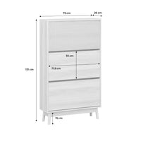 Scarpiera a 3 ante, decoro in legno naturale, marrone