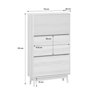 Scarpiera a 3 ante, decoro in legno naturale, marrone