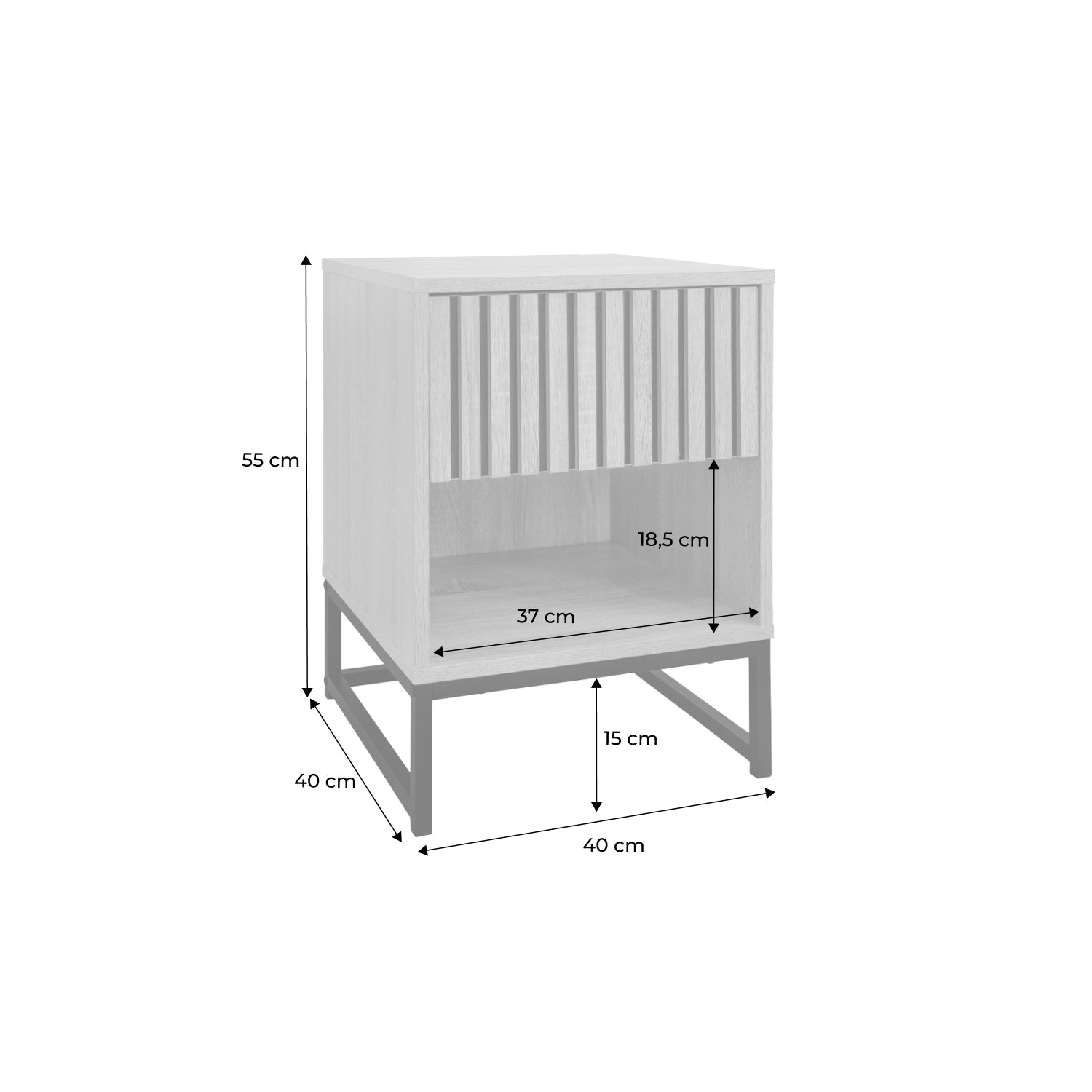 Comodino contemporaneo effetto legno scanalato con 1 cassetto, marrone