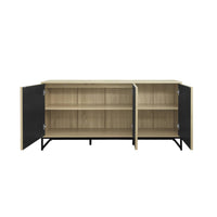 Credenza contemporanea scanalata effetto legno a 3 ante, 160cm,