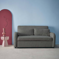 Divano letto arrotondato velluto a coste, 2 posti, grigio scuro