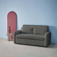 Divano letto arrotondato velluto a coste, 2 posti, grigio scuro