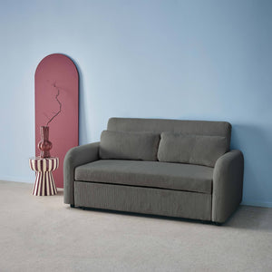 Divano letto arrotondato velluto a coste, 2 posti, grigio scuro