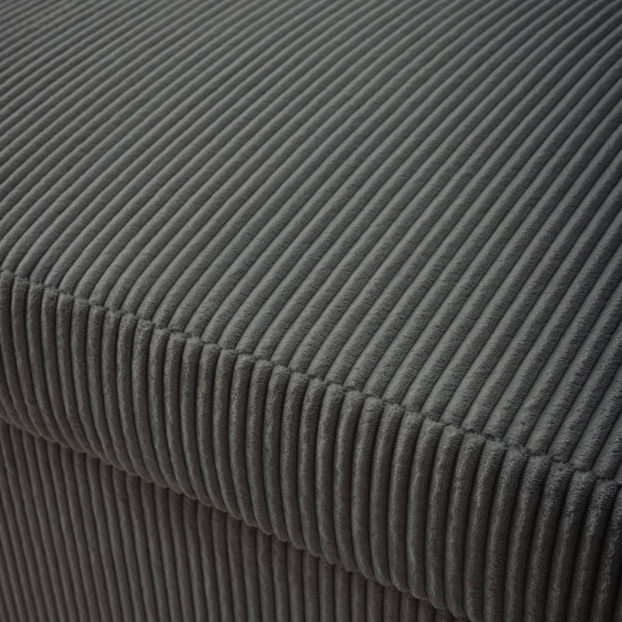 Divano letto arrotondato velluto a coste, 2 posti, grigio scuro