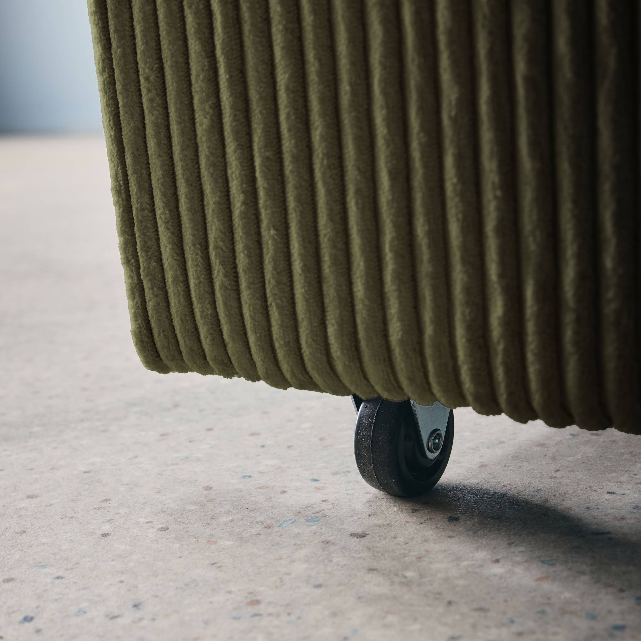 Divano letto arrotondato velluto a coste, 2 posti, verde kaki