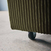 Divano letto arrotondato velluto a coste, 2 posti, verde kaki