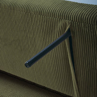 Divano letto arrotondato velluto a coste, 2 posti, verde kaki