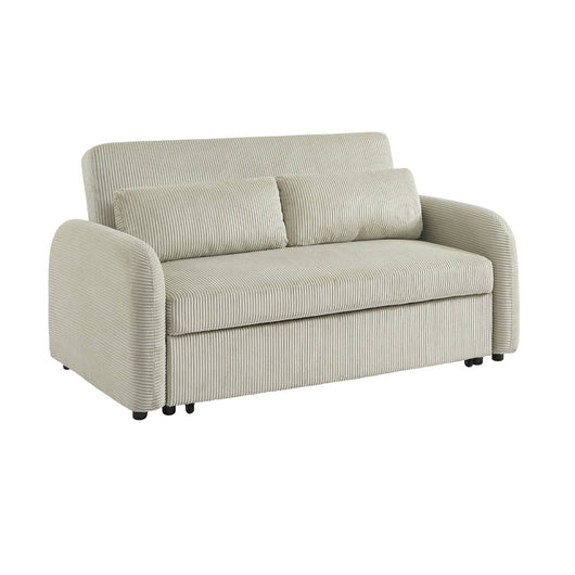 Divano letto arrotondato velluto a coste, 2 posti, grigio chiaro