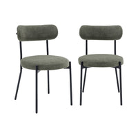 Set di 2 sedie in metallo e tessuto ciniglia, verde