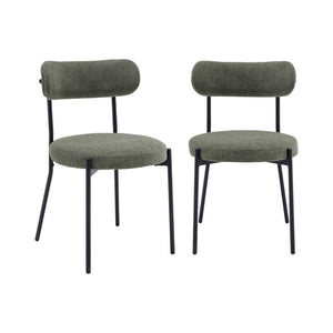 Set di 2 sedie in metallo e tessuto ciniglia, verde