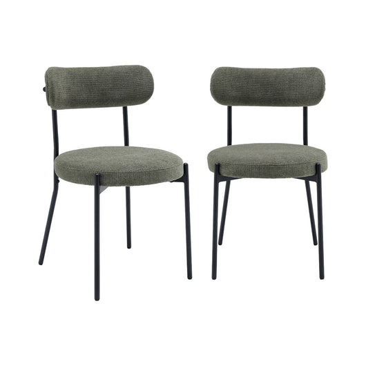 Set di 2 sedie in metallo e tessuto ciniglia, verde