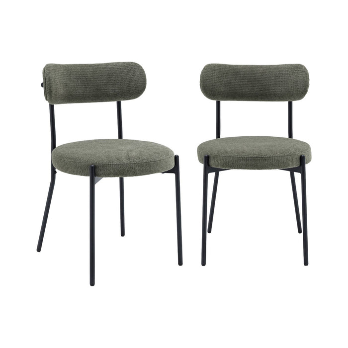 Set di 2 sedie in metallo e tessuto ciniglia, verde