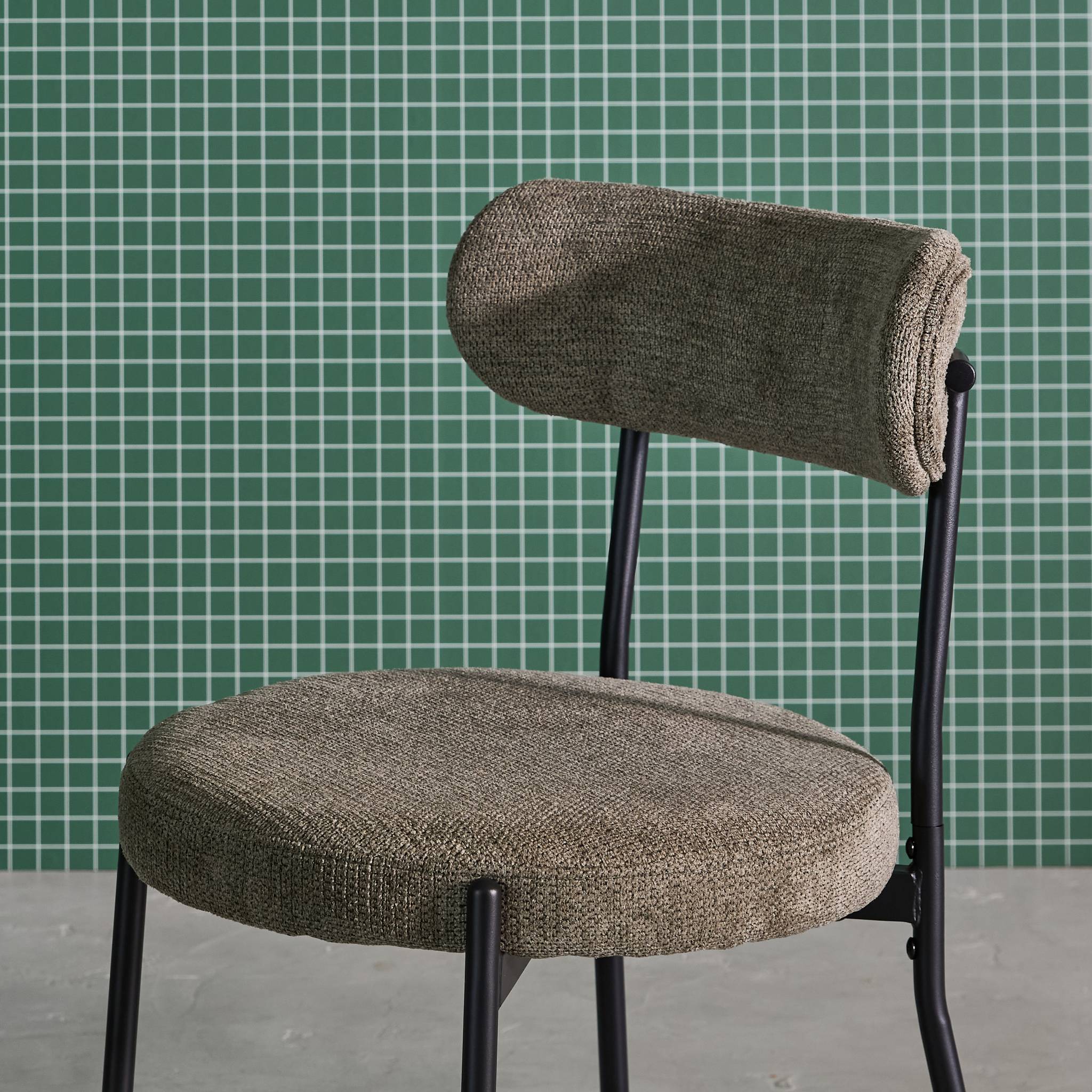 Set di 2 sedie in metallo e tessuto ciniglia, verde