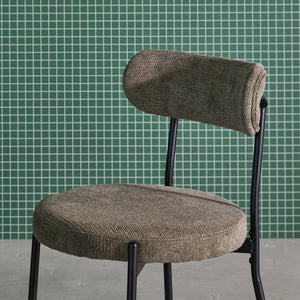 Set di 2 sedie in metallo e tessuto ciniglia, verde