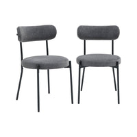 Set di 2 sedie in metallo e tessuto ciniglia, grigio