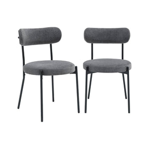 Set di 2 sedie in metallo e tessuto ciniglia, grigio