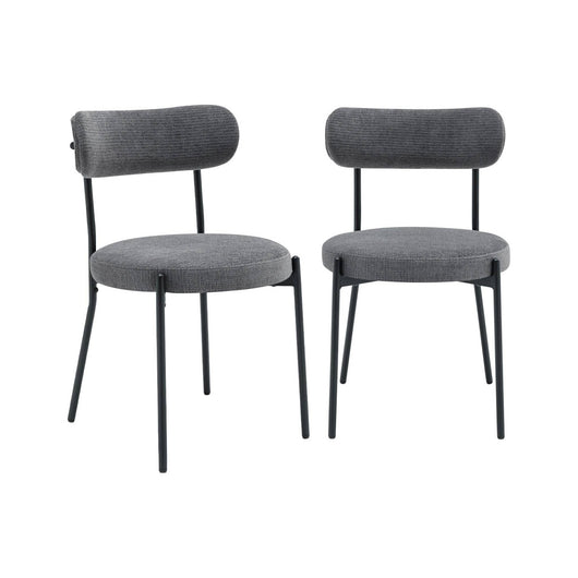 Set di 2 sedie in metallo e tessuto ciniglia, grigio