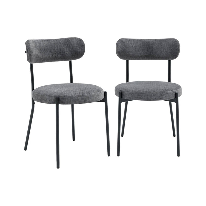 Set di 2 sedie in metallo e tessuto ciniglia, grigio