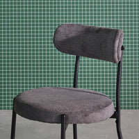 Set di 2 sedie in metallo e tessuto ciniglia, grigio