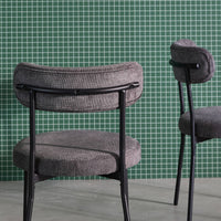 Set di 2 sedie in metallo e tessuto ciniglia, grigio