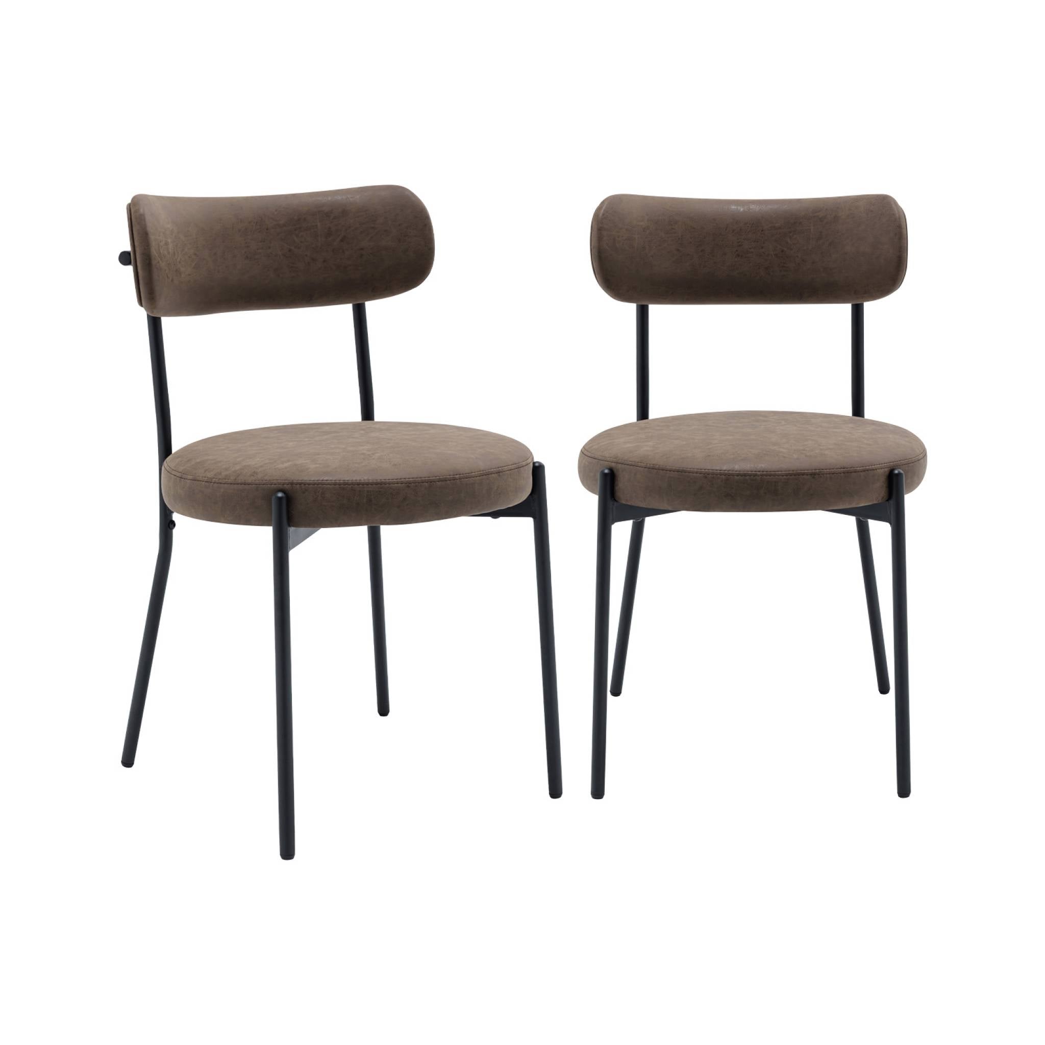 Set di 2 sedie metallo e similpelle , marrone