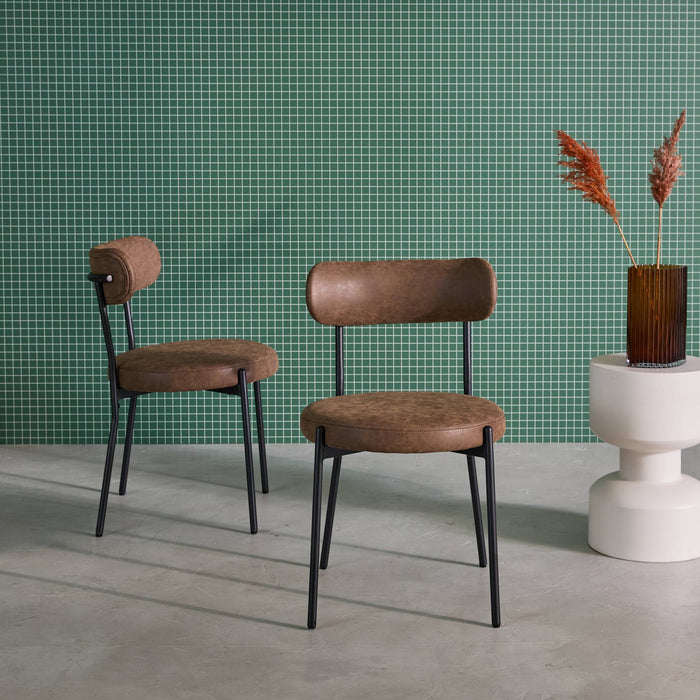Set di 2 sedie metallo e similpelle , marrone