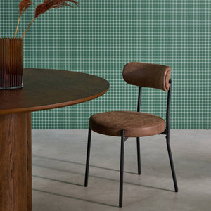 Set di 2 sedie metallo e similpelle , marrone