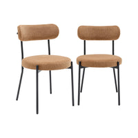 Set di 2 sedie in metallo e tessuto ciniglia, camel