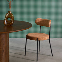 Set di 2 sedie in metallo e tessuto ciniglia, camel