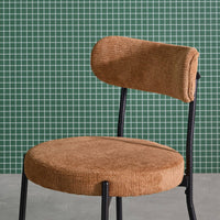 Set di 2 sedie in metallo e tessuto ciniglia, camel