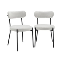 Set di 2 sedie in metallo e tessuto ciniglia, bianco