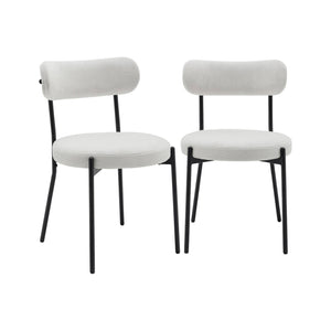 Set di 2 sedie in metallo e tessuto ciniglia, bianco