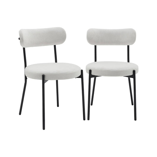 Set di 2 sedie in metallo e tessuto ciniglia, bianco