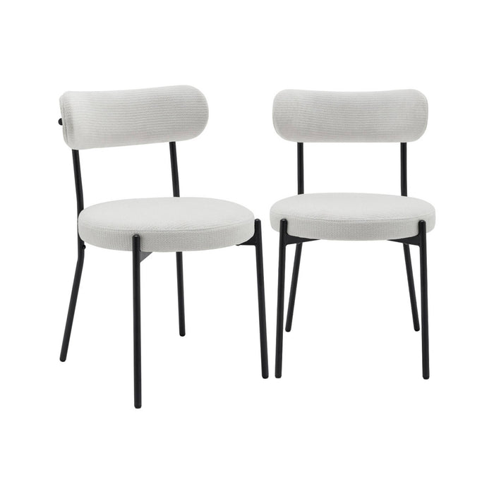 Set di 2 sedie in metallo e tessuto ciniglia, bianco