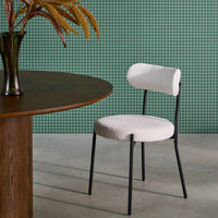 Set di 2 sedie in metallo e tessuto ciniglia, bianco