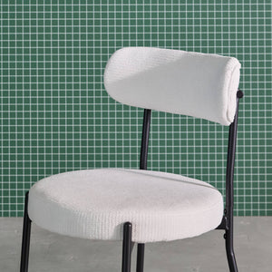 Set di 2 sedie in metallo e tessuto ciniglia, bianco