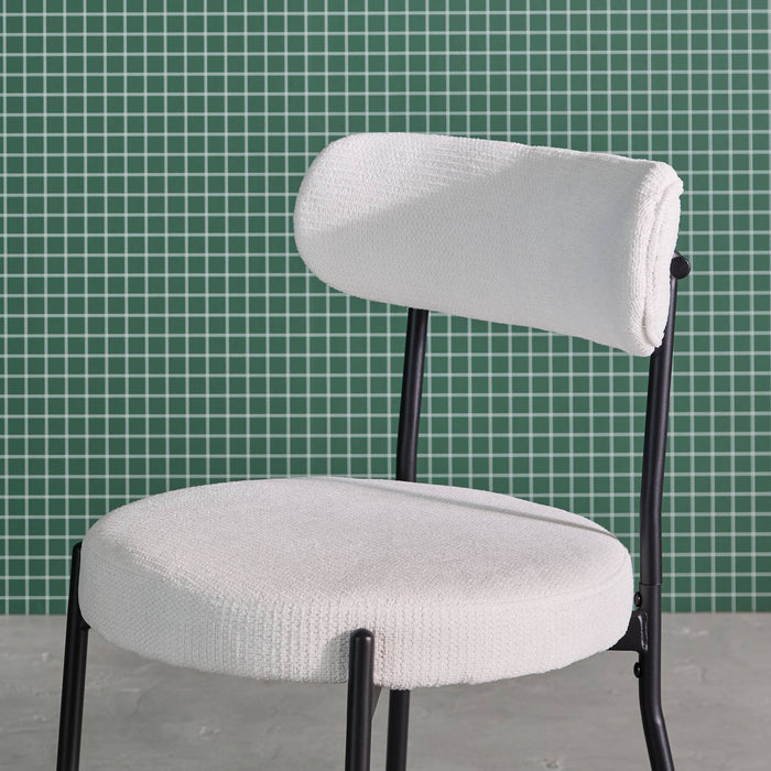 Set di 2 sedie in metallo e tessuto ciniglia, bianco