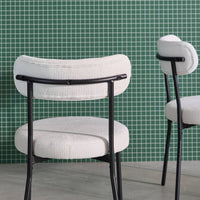 Set di 2 sedie in metallo e tessuto ciniglia, bianco