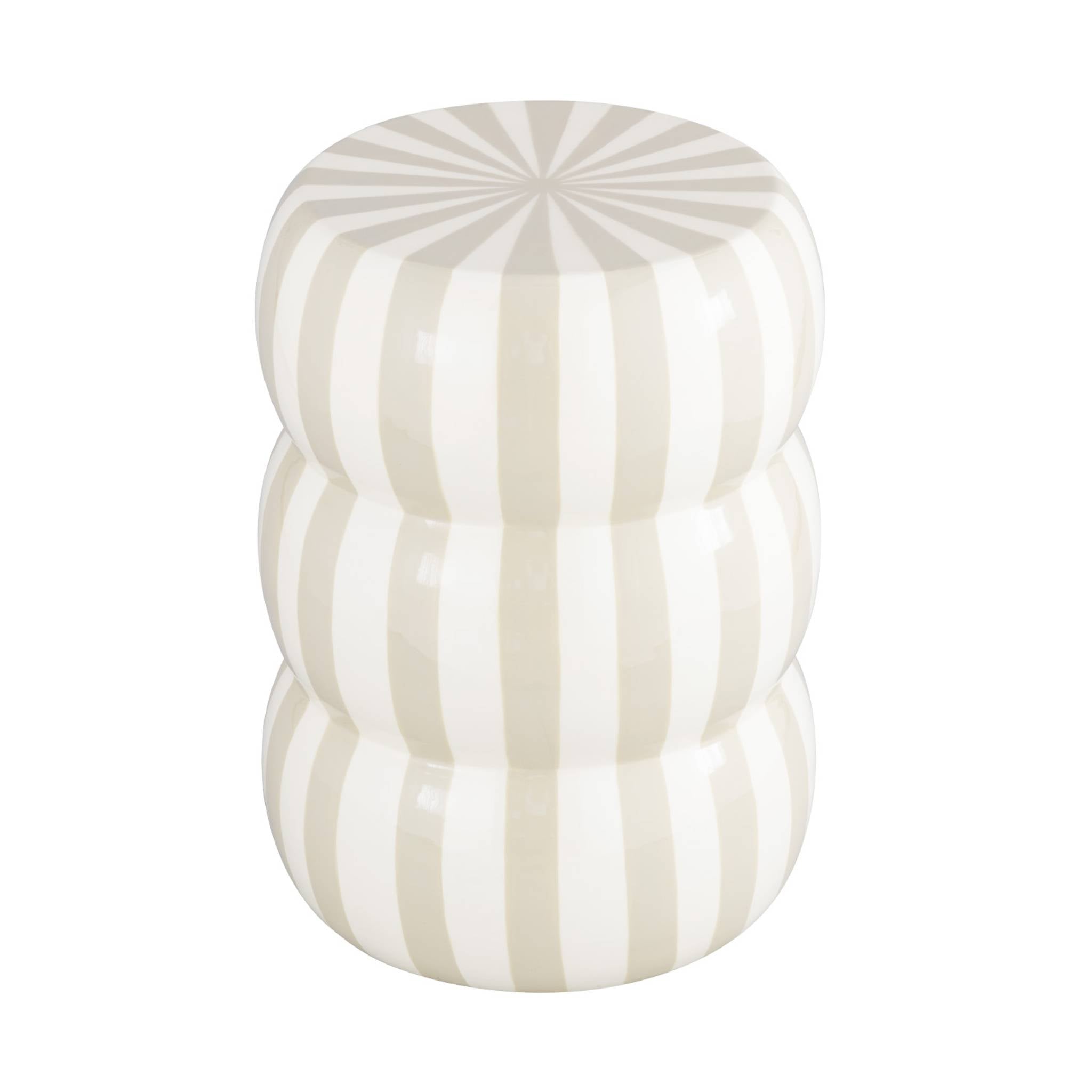 Tavolino da salotto in acciaio smaltato a righe, 46cm, beige