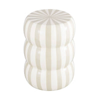 Tavolino da salotto in acciaio smaltato a righe, 46cm, beige