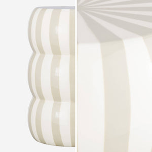 Tavolino da salotto in acciaio smaltato a righe, 46cm, beige