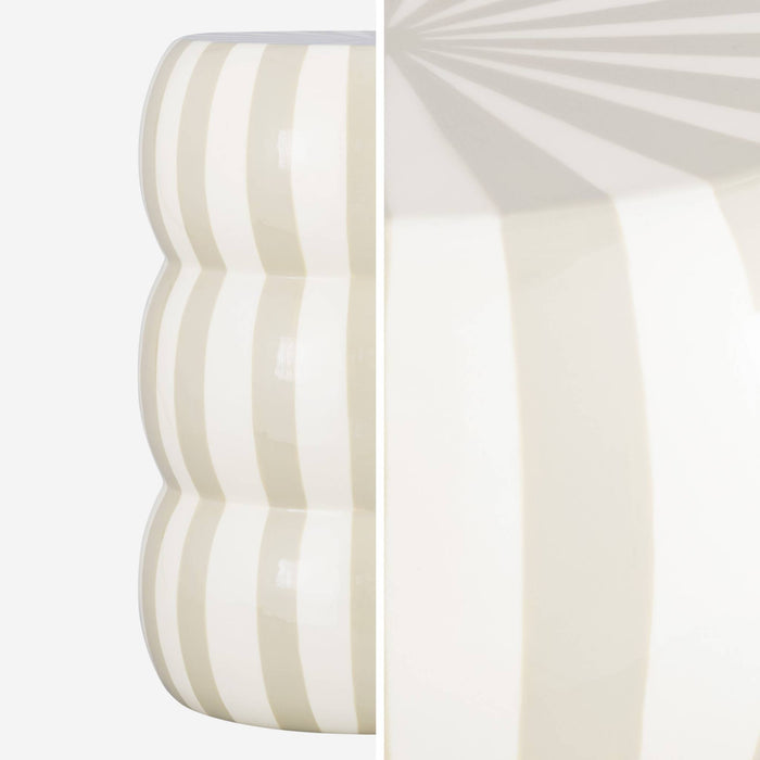 Tavolino da salotto in acciaio smaltato a righe, 46cm, beige