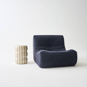 Tavolino da salotto in acciaio smaltato a righe, 46cm, beige