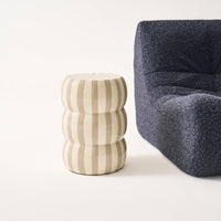 Tavolino da salotto in acciaio smaltato a righe, 46cm, beige