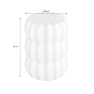 Tavolino da salotto in acciaio smaltato a righe, 46cm, beige