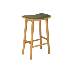 Set 2 sgabelli da bar vintage in legno di hevea e velluto a coste,