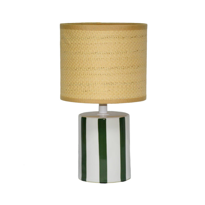 Lampada da tavolo interno ceramica paralume effetto rattan h 28cm,