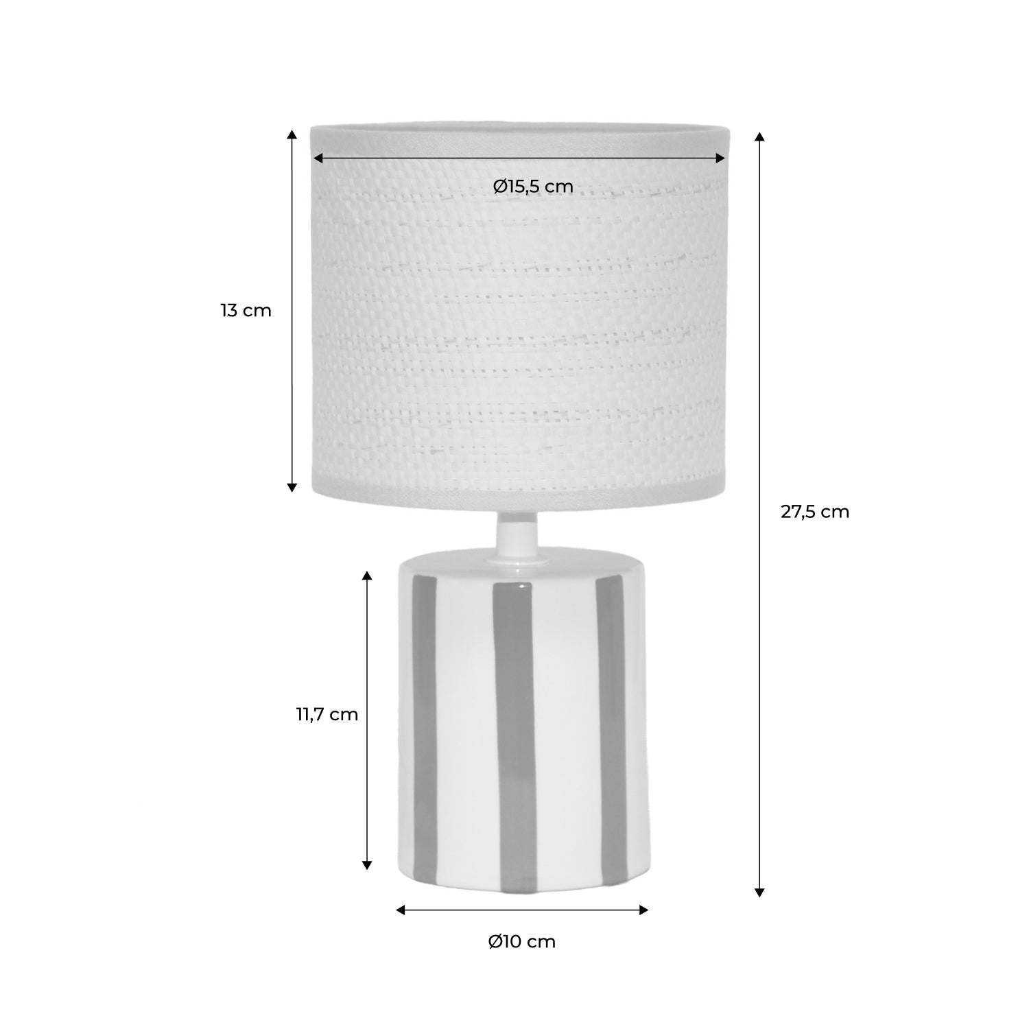 Lampada da tavolo interno ceramica paralume effetto rattan h 28cm,