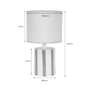 Lampada da tavolo interno ceramica paralume effetto rattan h 28cm,