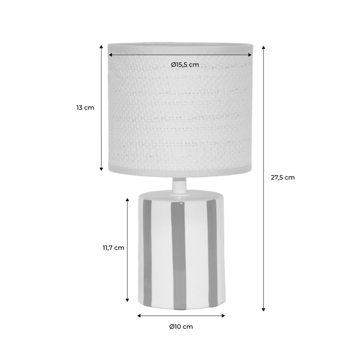 Lampada da tavolo interno ceramica paralume effetto rattan h 28cm,